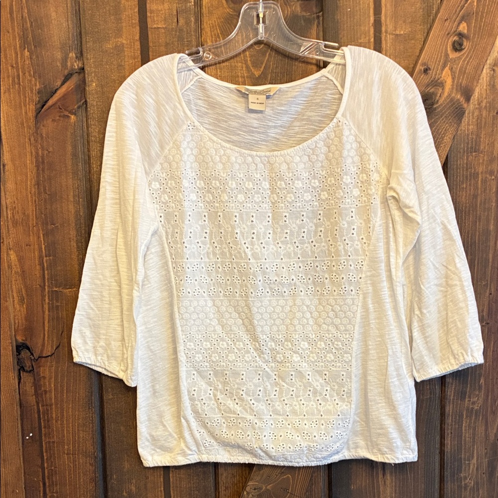 Lucky Brand White Eyelet Blouse
